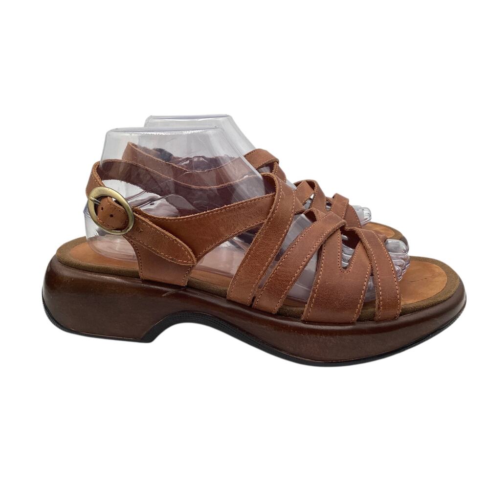 Dansko Lolita Brown Leather Strappy Sandals Comfort Wedge Sz 41 Made in Portugal - Picture 5 of 8